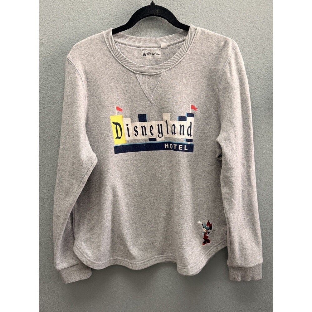 Disneyland Hotel Sweatshirt Embroidered Minnie Mouse Gray Womens Sz XL Fleece